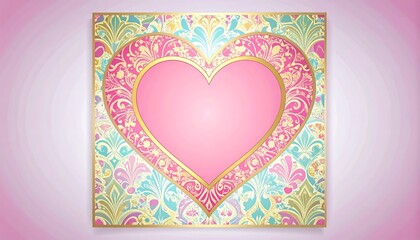 Romantic heart design with floral patterns