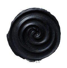 A bold swirl of carbon black. A swirling motion of dark black paint. A dynamic black paint spiral twists endlessly.