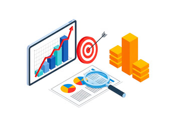 Business analytics and strategy illustration isolated on transparent background