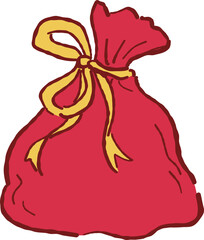 Hand Drawn Christmas Gift Bag with Ribbon