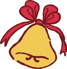 Hand Drawn Christmas Bell with Ribbon
