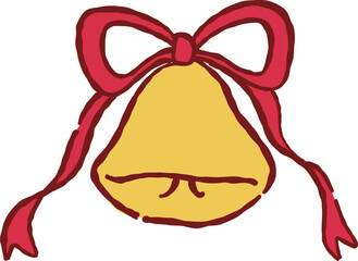 Hand Drawn Christmas Bell with Ribbon