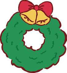 Hand Drawn Christmas Wreath with Ribbon