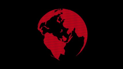 Rotating digital globe with scanline striped and Black background. Futuristic technology world map animation. Rotating in Space Scientific Concept Digital web element. - Powered by Adobe