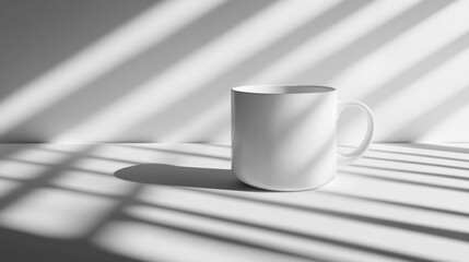 White Mug in Sunlight Minimalist Photography