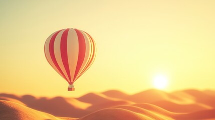 Obraz premium Sunset Hot Air Balloon Ride Over Golden Sands