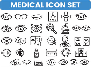 Editable Eye Medical Icon Set – Vision and Ophthalmology Symbols