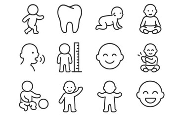 Up baby milestone first icons playing sitting vector chart steps icon standing