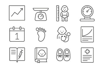Curve weight record growth health vector checkup icon report tracking doctor baby