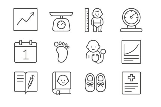 Curve weight record growth health vector checkup icon report tracking doctor baby