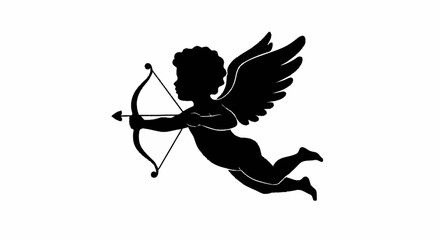 Fototapeta premium Silhouette of Cupid with bow and arrow, symbolizing love and romance for Valentine's Day