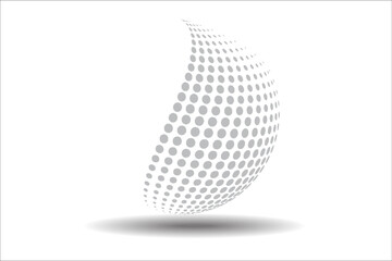 Modern abstract background. Halftone dots in 3d circle shape. Round logo. Vector dotted frame. Design element or icon.