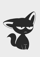 Suspicious Black Cat. The cat looks suspiciously with narrowed eyes.