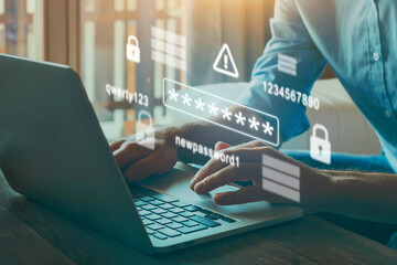 Obraz na płótnie Canvas password and internet security concept, hacker attack, cybersecurity warning