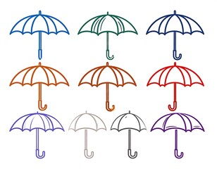 Colorful umbrella icons