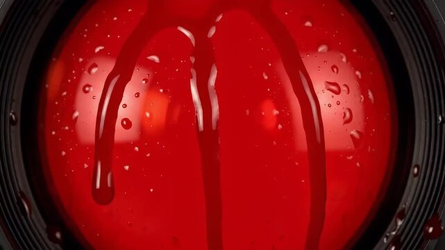 Blood Splatters onto Camera Lens in Slow Motion, POV Victim Shot