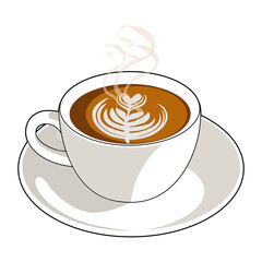 Coffee cup with heart shape cream art illustration