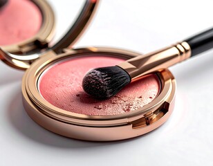 Close-up blush compact and brush