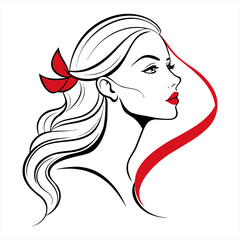 Vector art illustration of a girl's head and hair made with elegant drawings