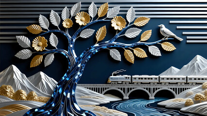 Bird sitting on a tree I Wall Decor 