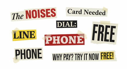Fototapeta premium Ransom note style phone scam collage vector illustration