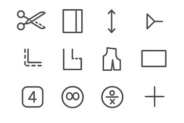 Icons notch vs center icon arrow guide sewing line grid right symbol