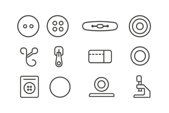 Sewing vector icon fasteners button hook card puller eyelet tool icons snap
