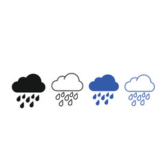 Four cloud icons depicting rain in different shades and styles