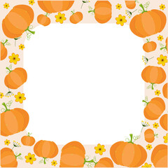 Fototapeta premium Pumpkin background, template, autumn background, pumpkin, flowers, fall, Halloween, text box