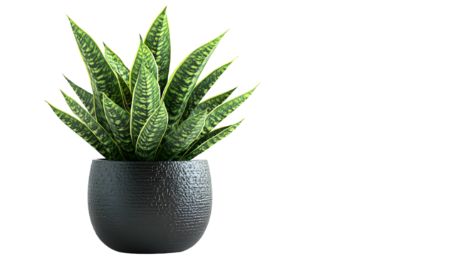 Single Snake Plant in Pot Modern Houseplant Interior Decor Sansevieria Illustration
