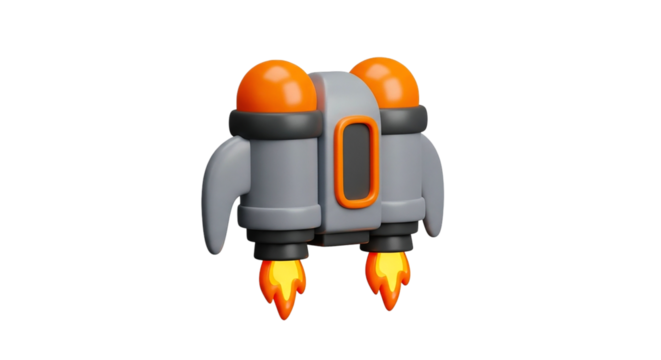 Cartoon Jetpack Illustration Ready for Takeoff Space Adventure Flight Futuristic Design 3D on transparent background