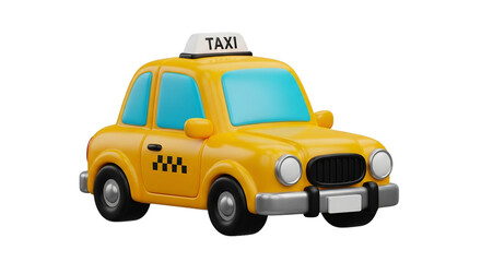 Cartoon Taxi Yellow Car Illustration Icon Cute Vehicle Transportation Service Isolated Digital on transparent background