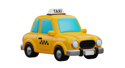 Cartoon Taxi Yellow Car Illustration Icon Cute Vehicle Transportation Service Isolated Digital on transparent background