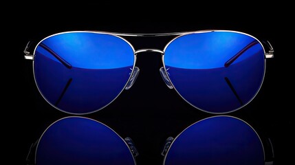 Stylish Aviator Sunglasses with Deep Blue Mirrored Lenses