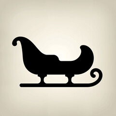Classic silhouette of a vintage Christmas sleigh on neutral background  