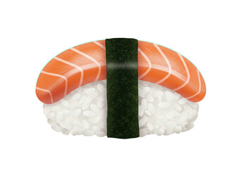 Salmon nigiri sushi isolated on transparent background, Japanese cuisine food PNG