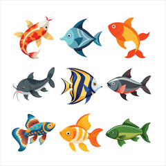 Fototapeta premium Colorful aquatic creatures fish goldfish