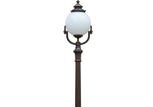 Vintage street lamp isolated on transparent background, antique outdoor lighting fixture PNG - Powered by Adobe