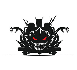 Monster truck with glowing red eyes