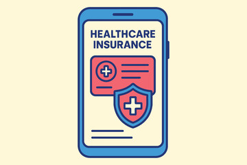 Smartphone displaying healthcare insurance card and shield icon for protection