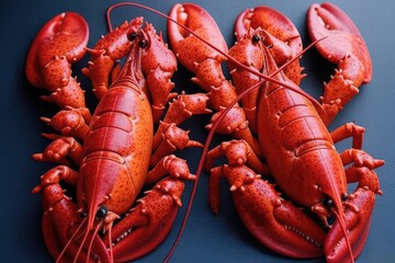 Red lobster on a wooden table ready to eat