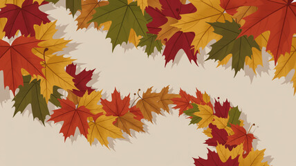 Scattered autumn maple leaves on a light background