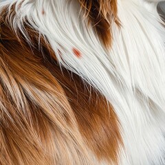 Close-up dog fur, reddish-brown and white