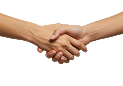 Handshake isolated on transparent background, business agreement or partnership gesture PNG