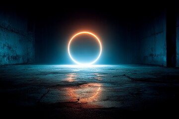 "Glowing Neon Circle on Dark Background – Futuristic Light Ring Design"