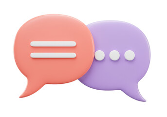 Two speech bubbles isolated PNG, communication concept with dialogue and conversation on transparent background