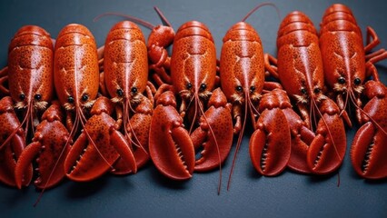 Red lobster on a wooden table ready to eat