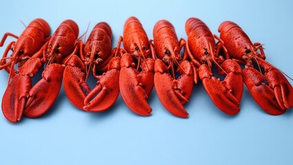 Red lobster on a wooden table ready to eat