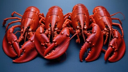 Red lobster on a wooden table ready to eat