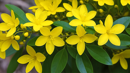 The winter jasmine (Jasminum nudiflorum) is a slender, deciduous shrub and a garden favorite, with its yellow, necklace-like flowers that shine brightly regardless of summer or winter.